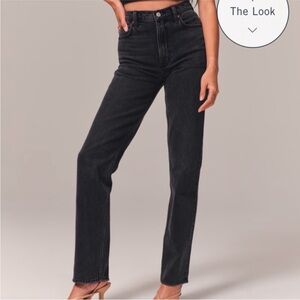 Abercrombie & Fitch The 90’s Straight Ultra High Rise Black Jeans Size 26/2 Long